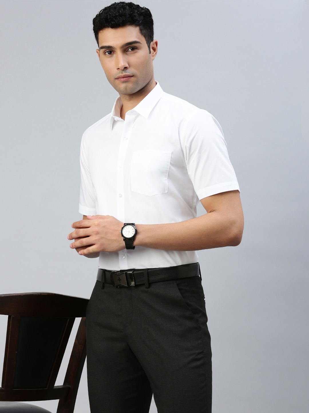 

Ramraj Men White Slim Fit Opaque Formal Shirt