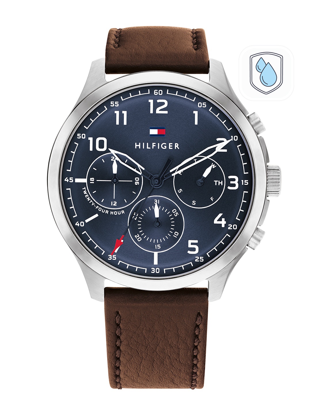 

Tommy Hilfiger Men Navy Blue Dial & Brown Leather Straps Analogue Watch TH1791855