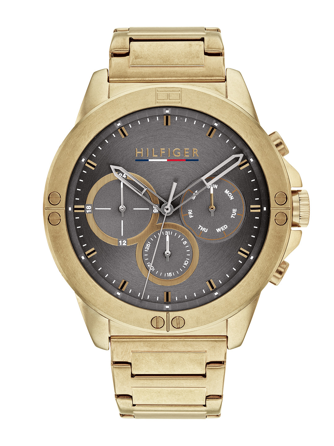 

Tommy Hilfiger Men Grey Dial & Gold Toned Bracelet Style Strap Analogue Watch TH1791891