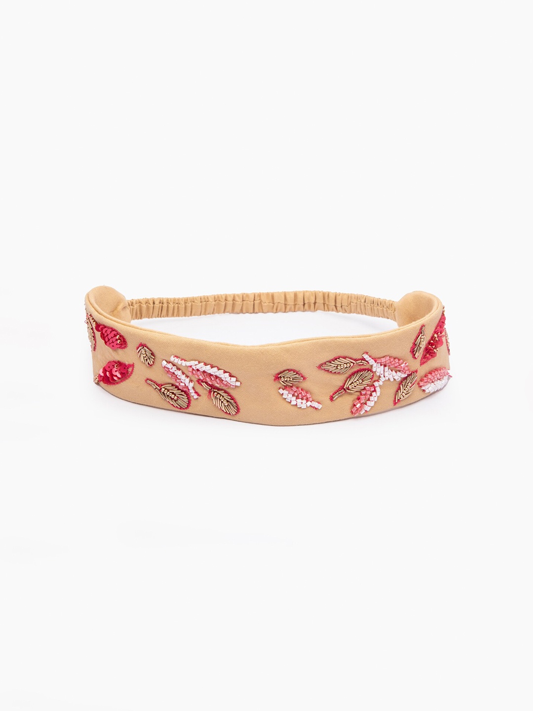 

DEEBACO Women Beige Contrast Leaf Embellished Hairband