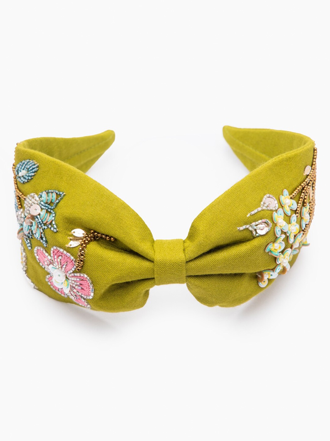 

DEEBACO Women Green & White Embellished Hairband