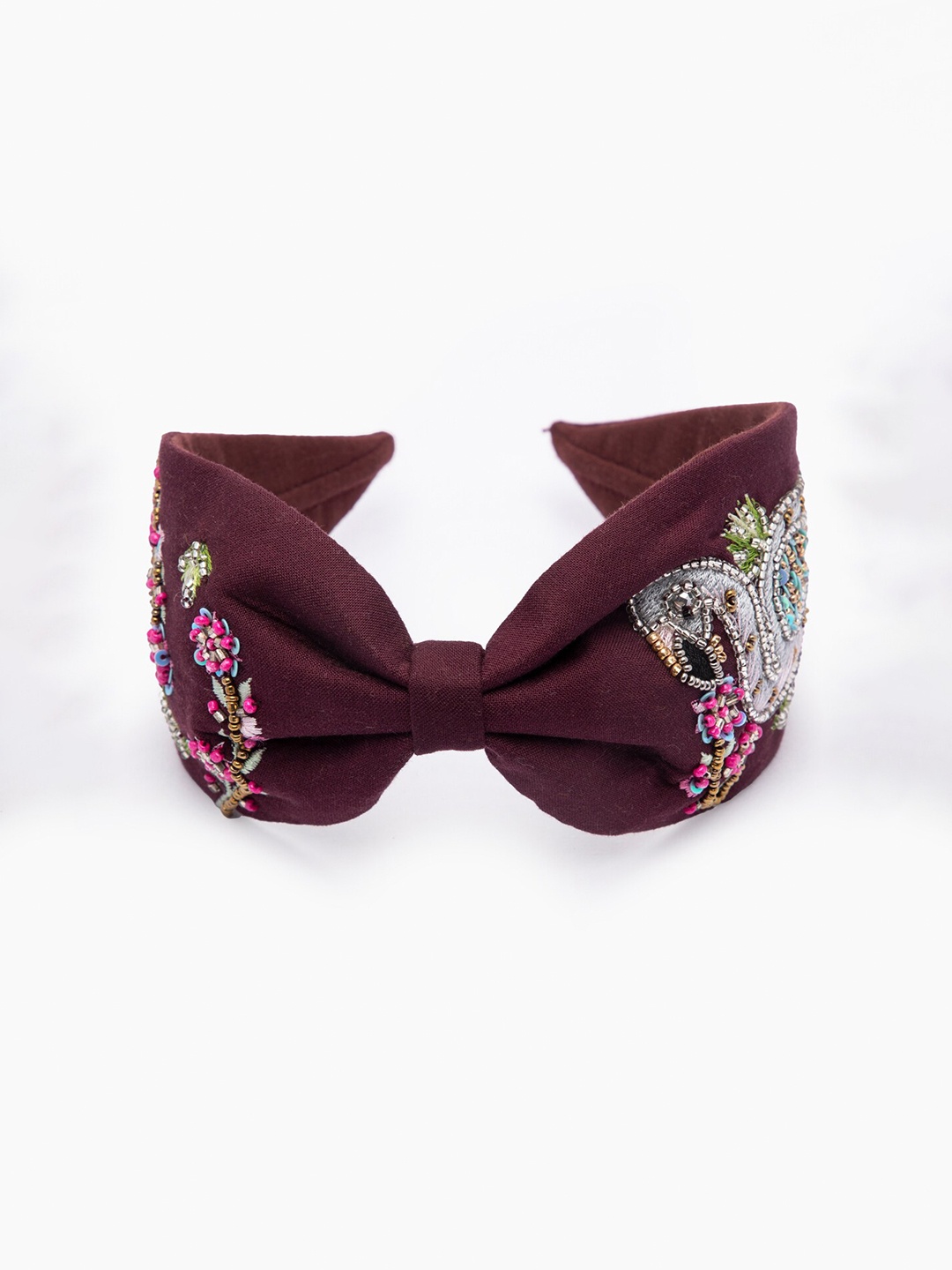 

DEEBACO Women Maroon & White Embellished Hairband