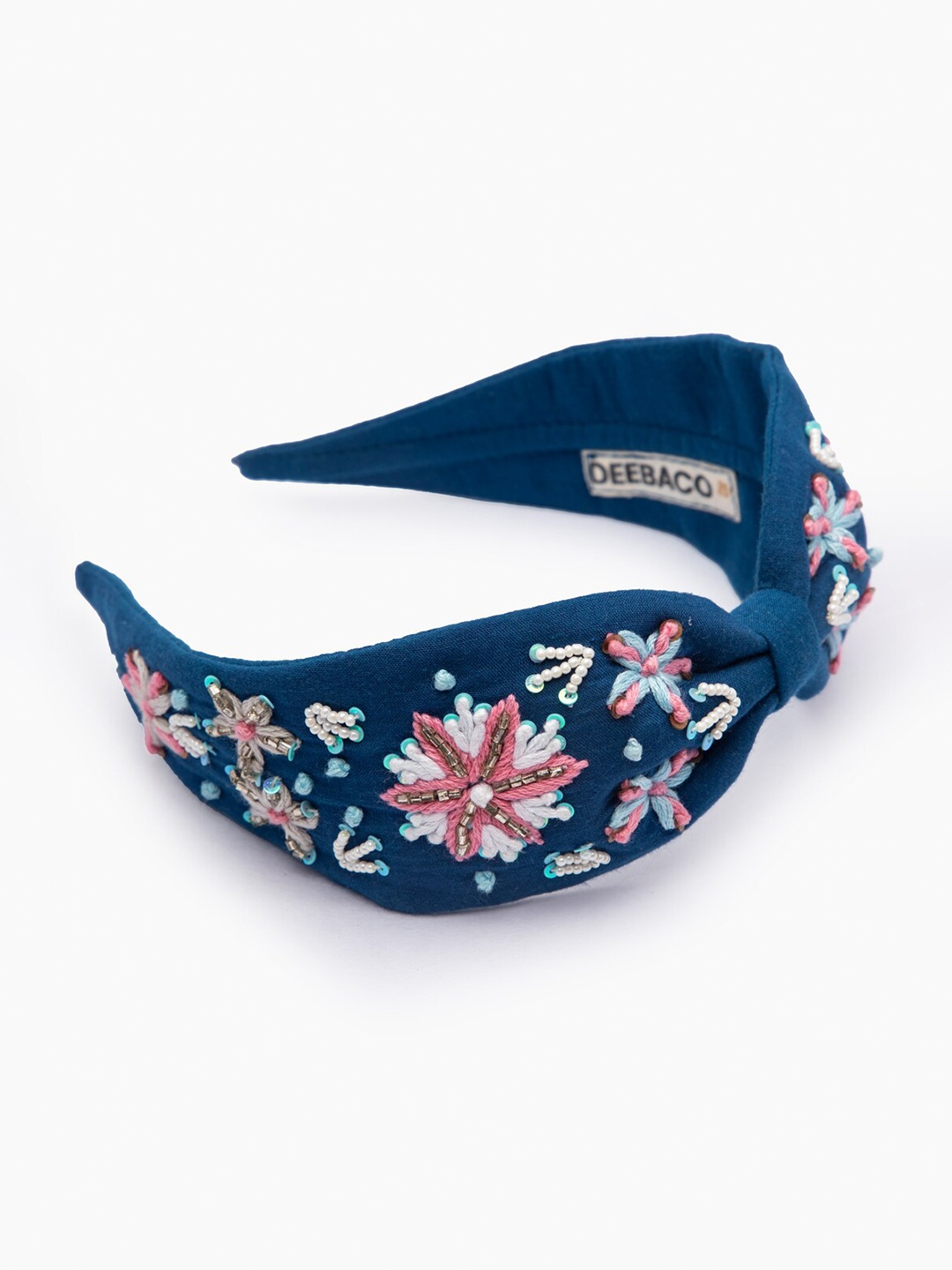 

DEEBACO Women Navy Blue & Pink Embellished Hairband