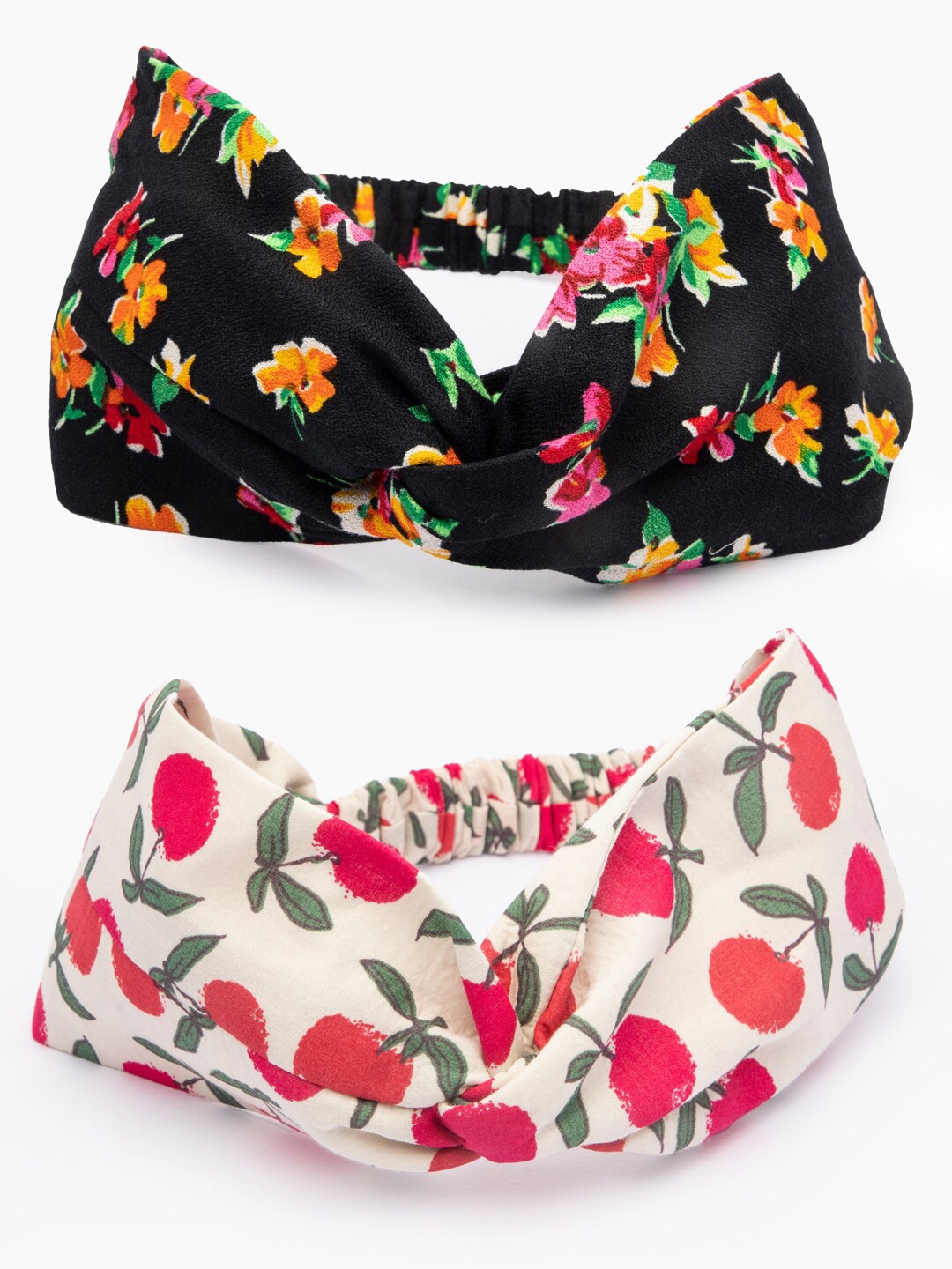 

DEEBACO Women Black & White Set of 2 Floral Printed Hairbands