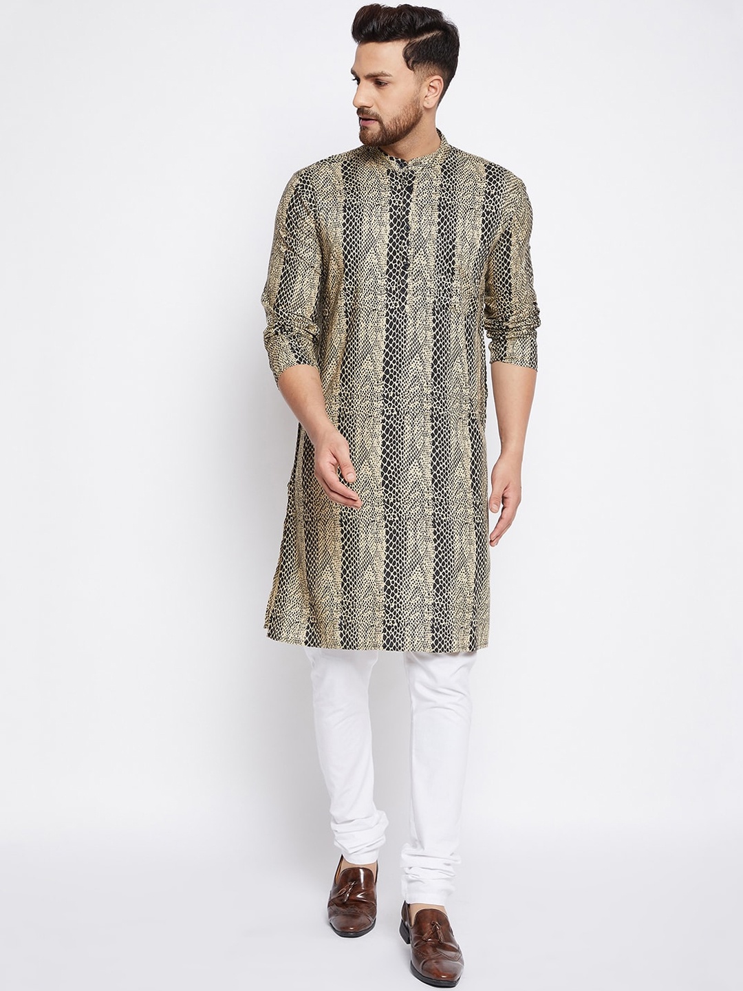 

even Men Multicoloured Geometric Printed Thread Work Kurta, Multi