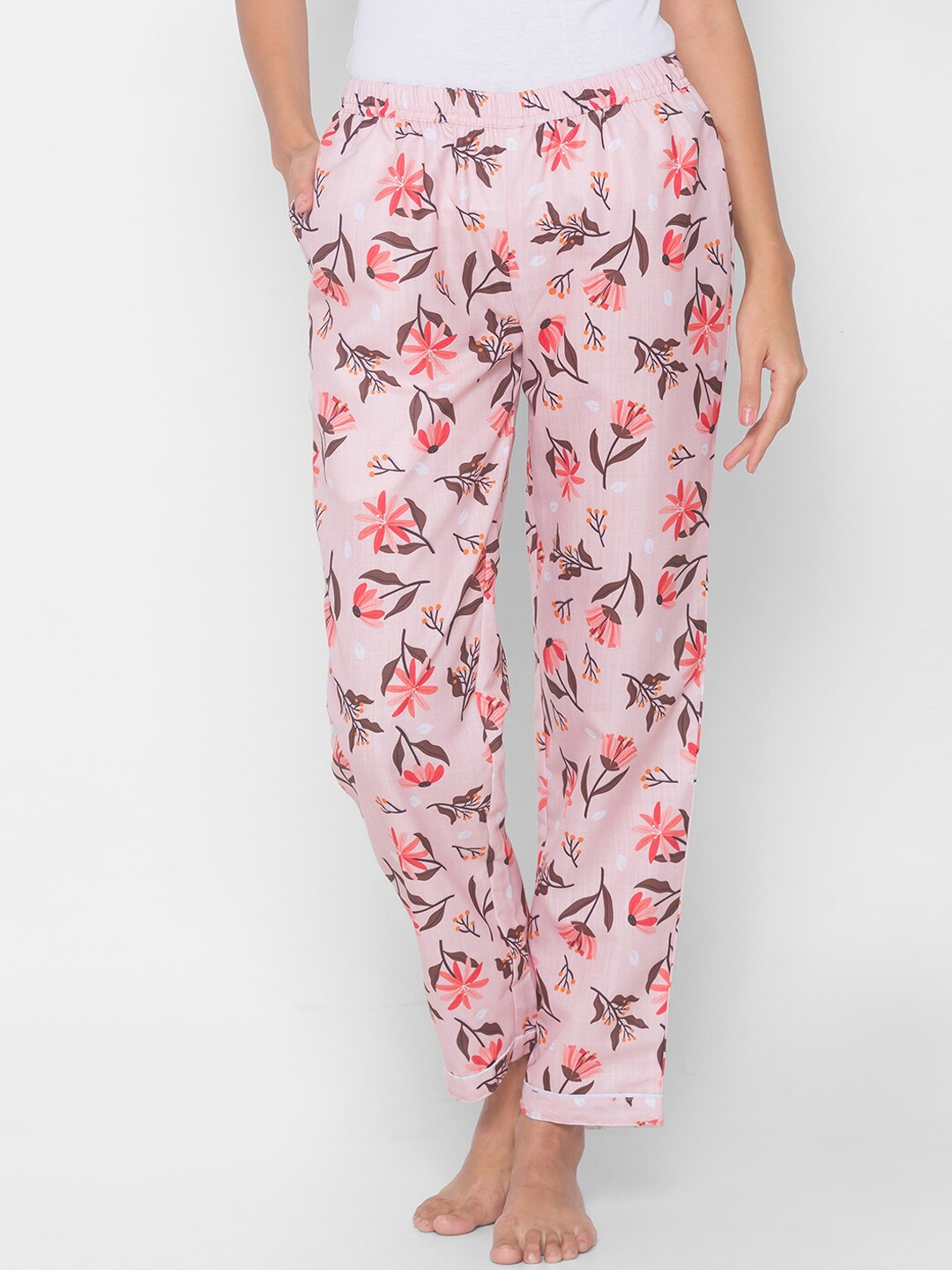 

FashionRack Women Pink Floral Printed Lounge Pants