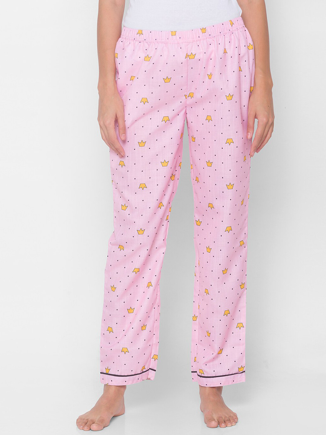 

FashionRack Women Pink Crown Printed Lounge Pants