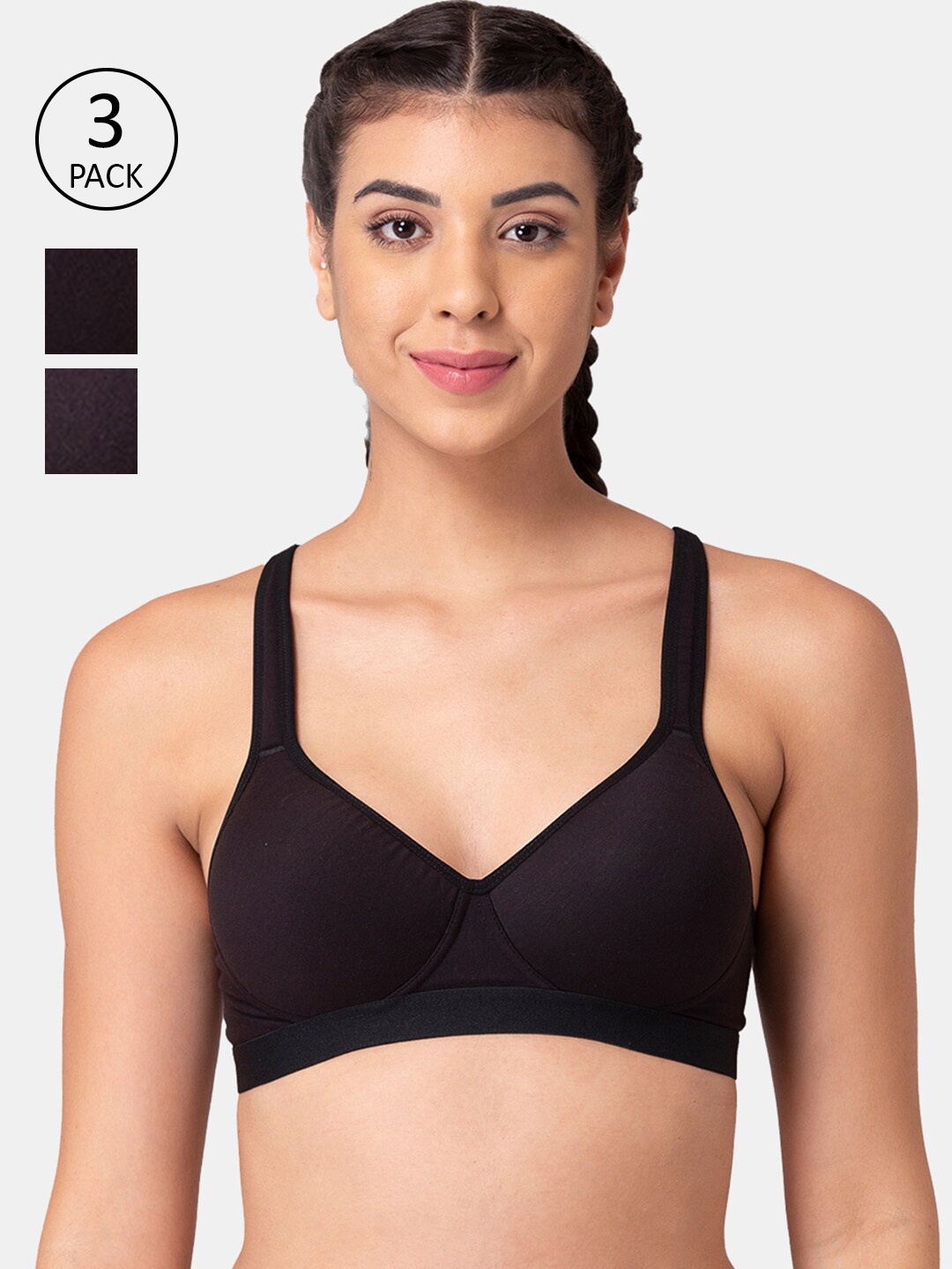 

Tweens Woman Pack of 3 Black Lightly Padded Full Coverage T-shirt Bra-TLW-405-3PC-BLK