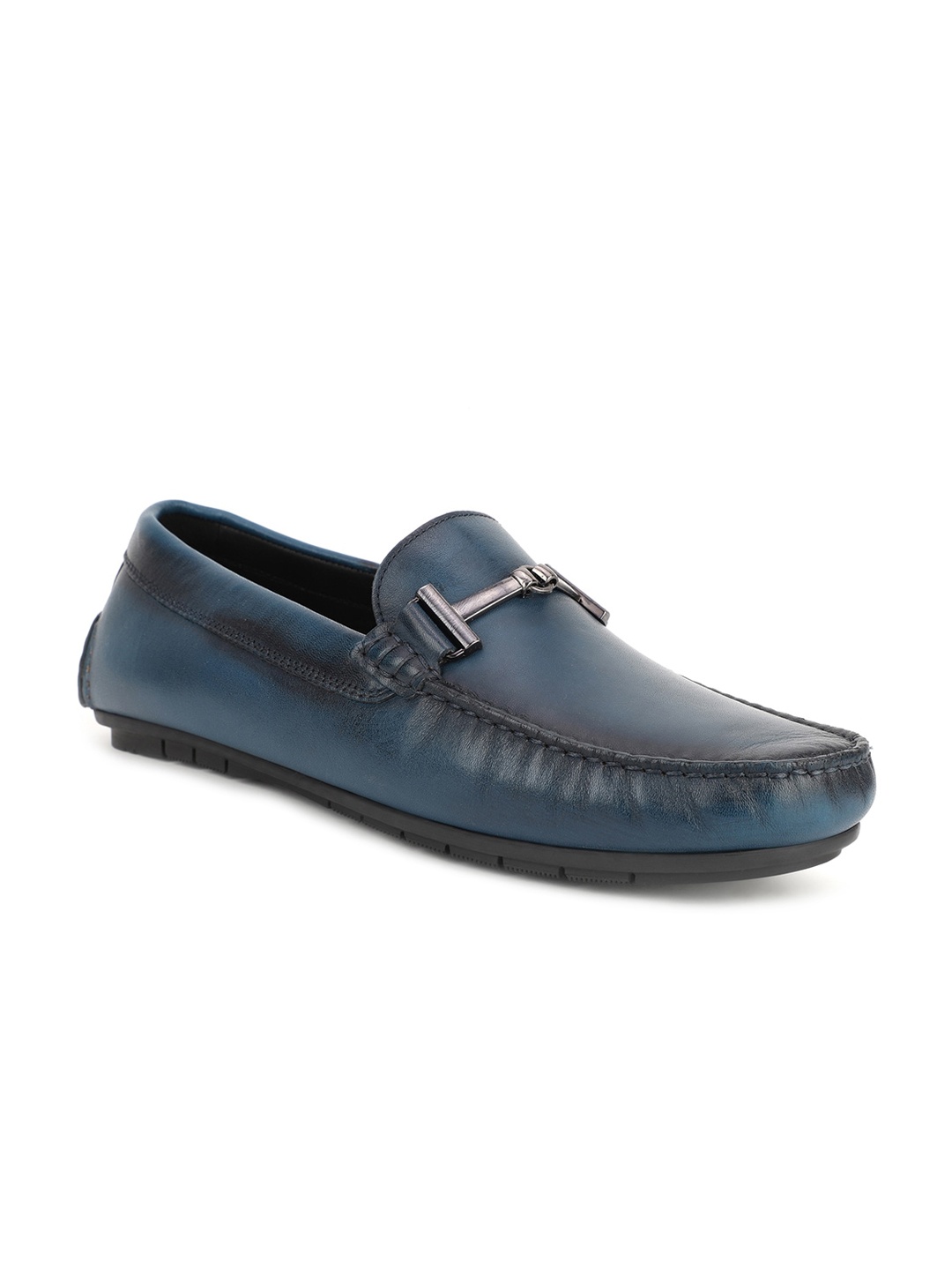 

Blackberrys Men Navy Blue Solid Leather Loafers