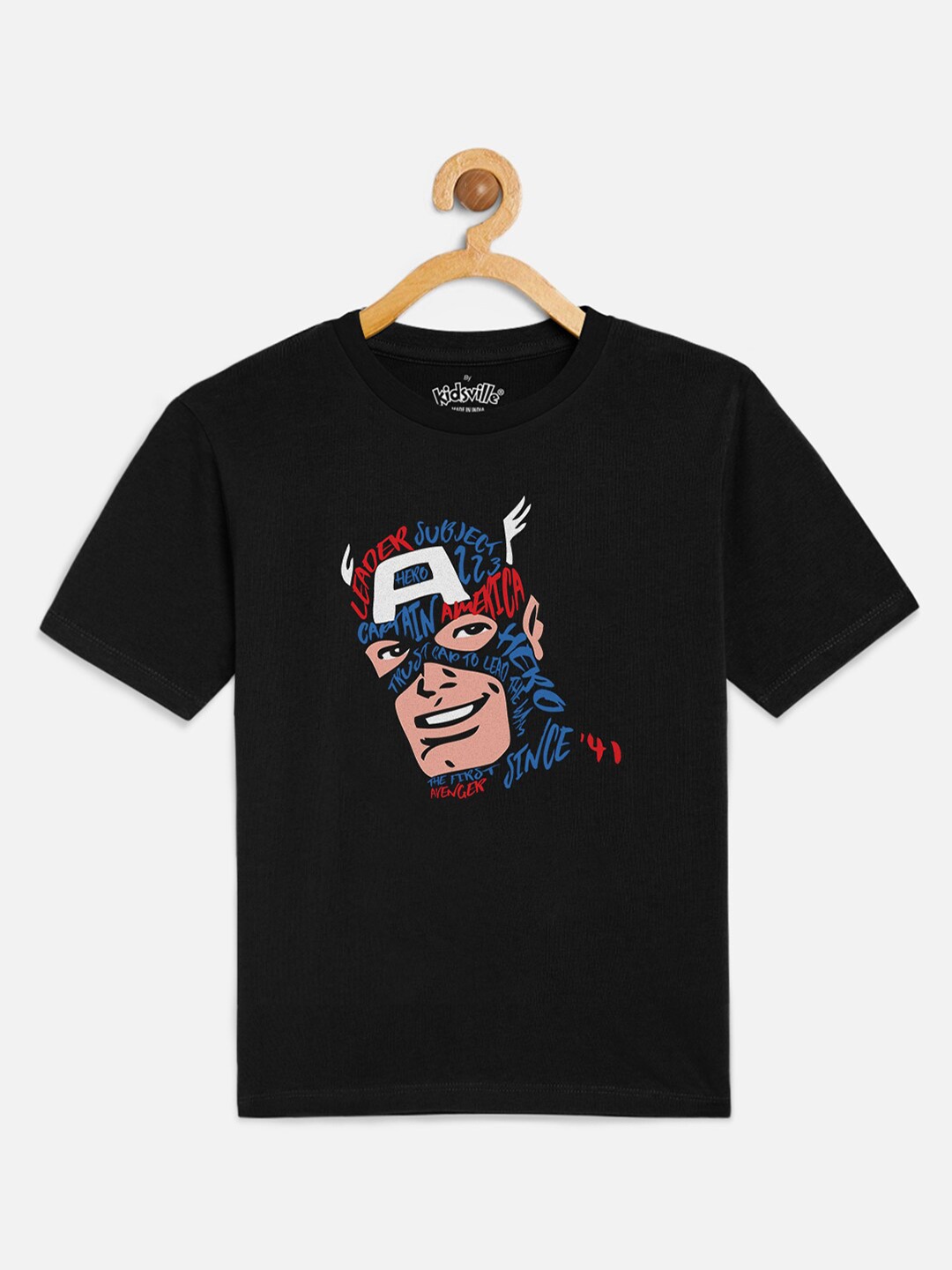 

Kids Ville Boys Black Marvel Printed T-shirt