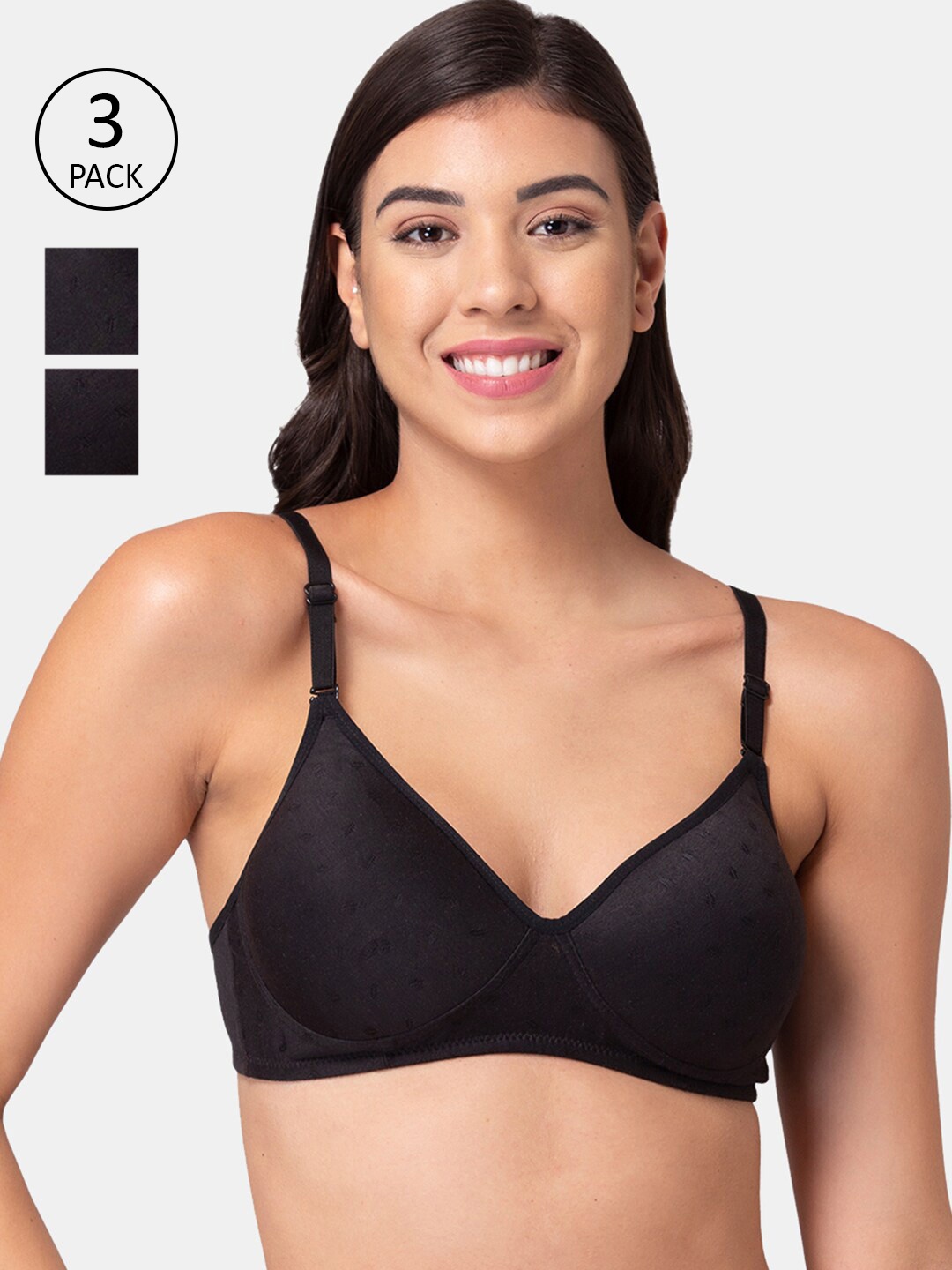 

Souminie Black Pack of 3 T-shirt Bra Lightly Padded S-730-3PC-BLK