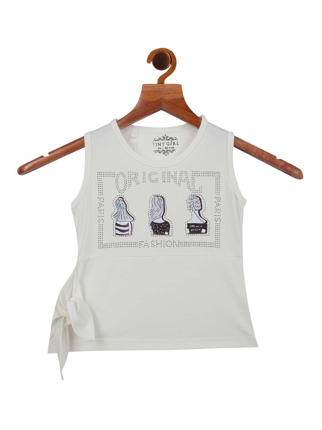 

Tiny Girl Girls Cream-Coloured & Blue Printed Top