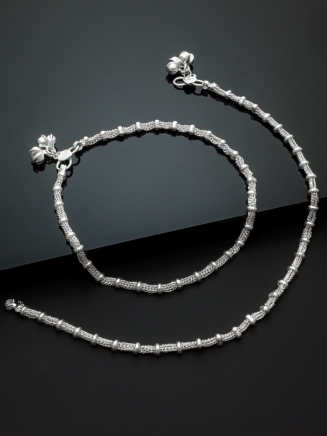 

Aadita Set Of 2 Oxidised Silver-Plated Handcrafted Anklets