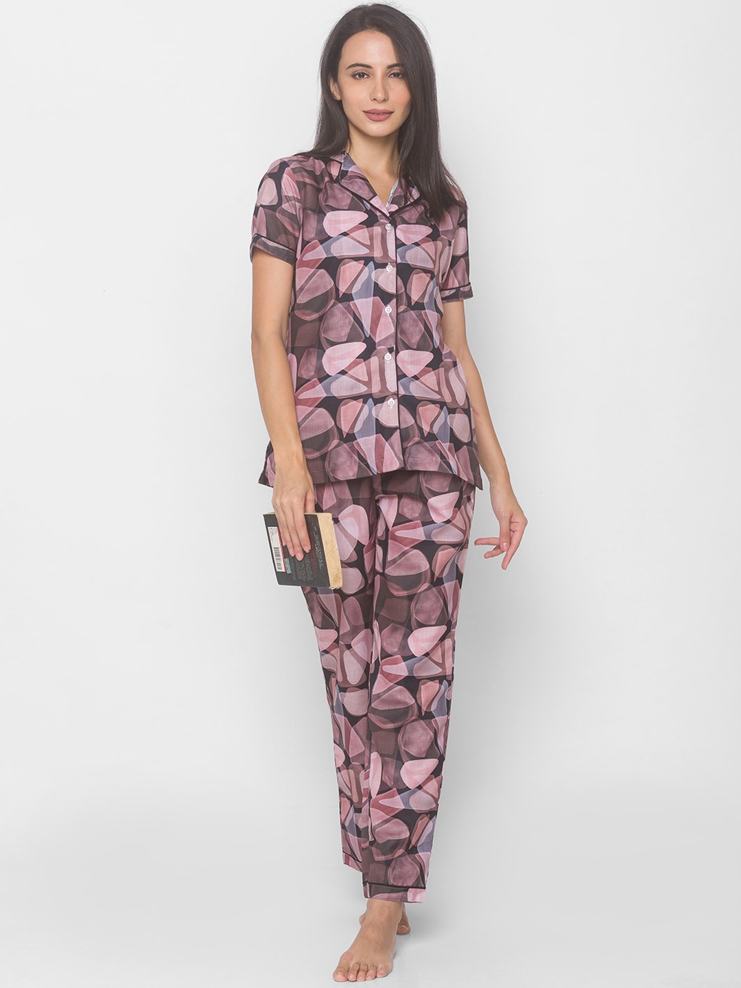 

FashionRack Women Black Abstract Printed Nightwear