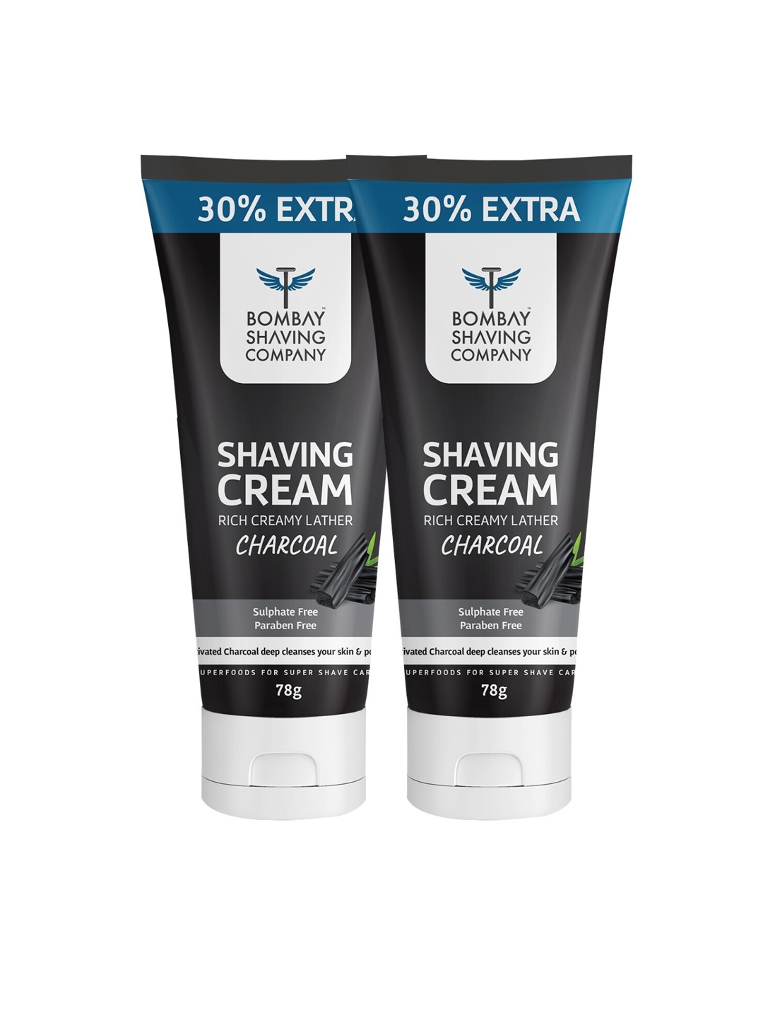 

Bombay Shaving Company Men Set Of 2 Charcoal Shaving Creams 156g, Black