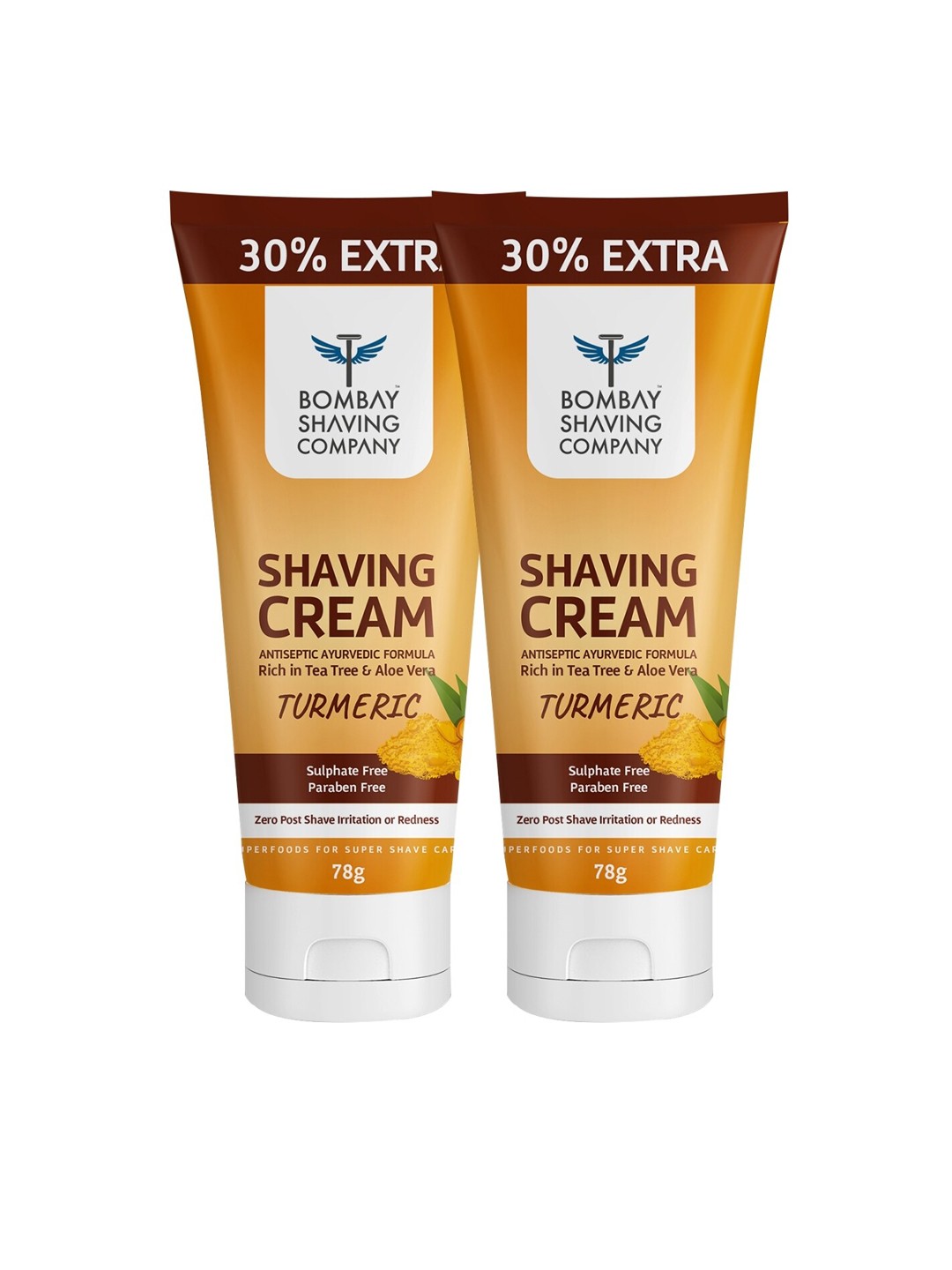 

Bombay Shaving Company Men Pack Of 2 Turmeric Shaving Cream 156 gm, Yellow