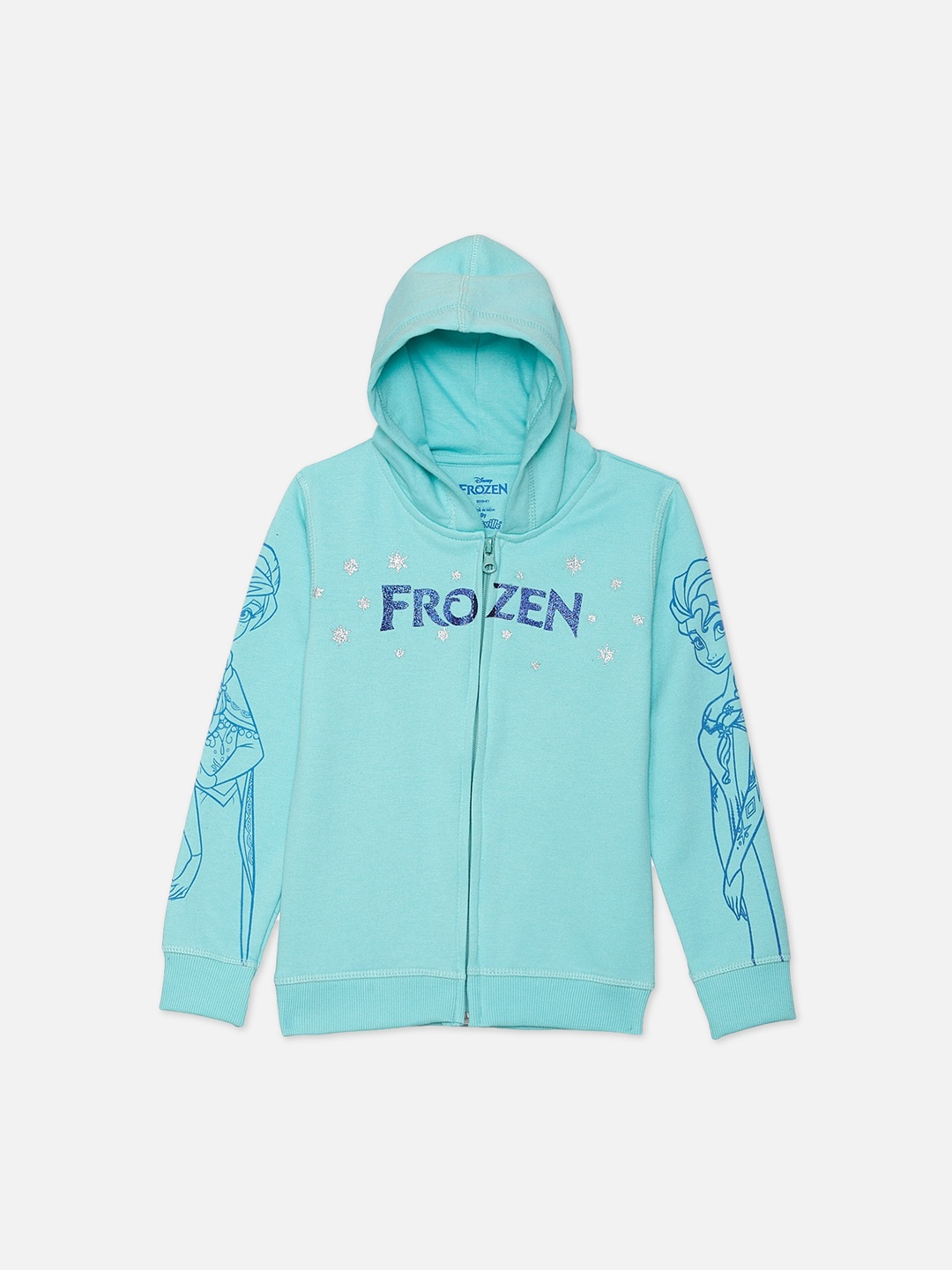

Kids Ville Girls Blue Frozen Printed Hooded Sweatshirt