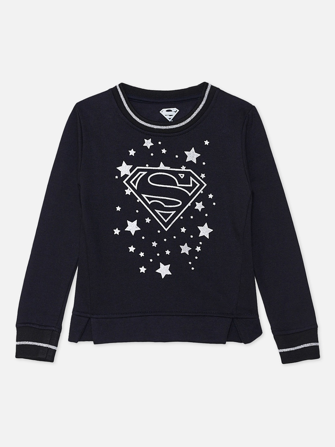 

Kids Ville Girls Navy Blue Supergirl Printed Sweatshirt
