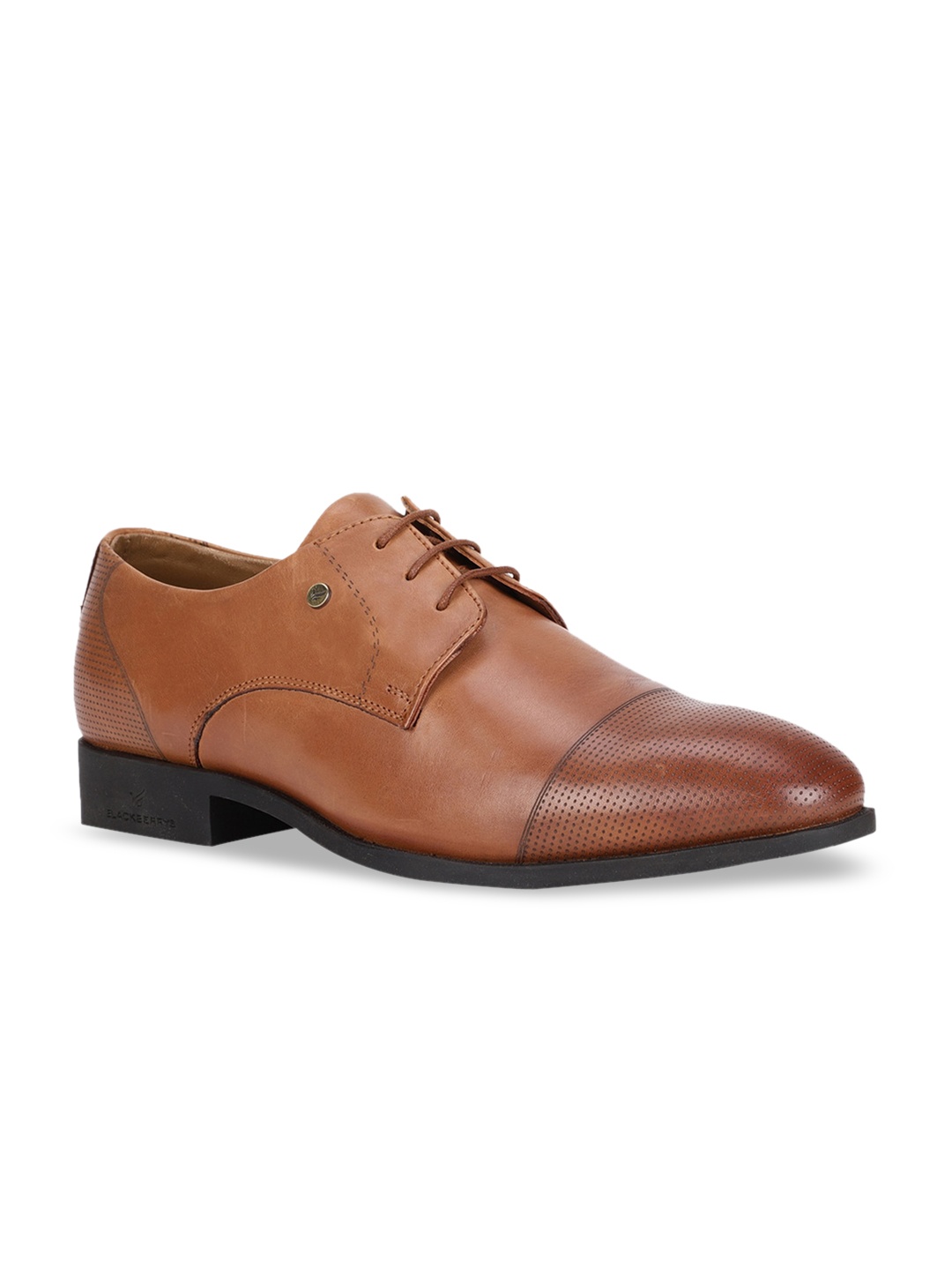 

Blackberrys Men Tan Brown Solid Leather Formal Derbys
