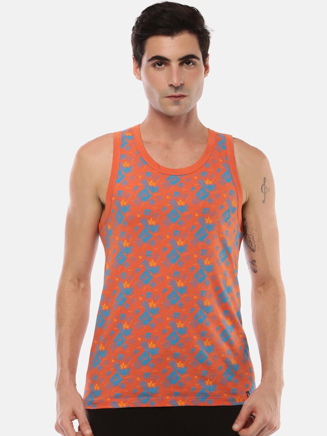 

Force NXT Printed Super Combed Cotton Tank Vest, Orange