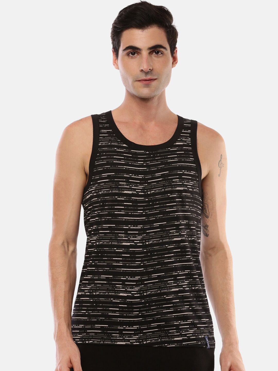 

Force NXT Printed Super Combed Cotton Tank Vest, Black