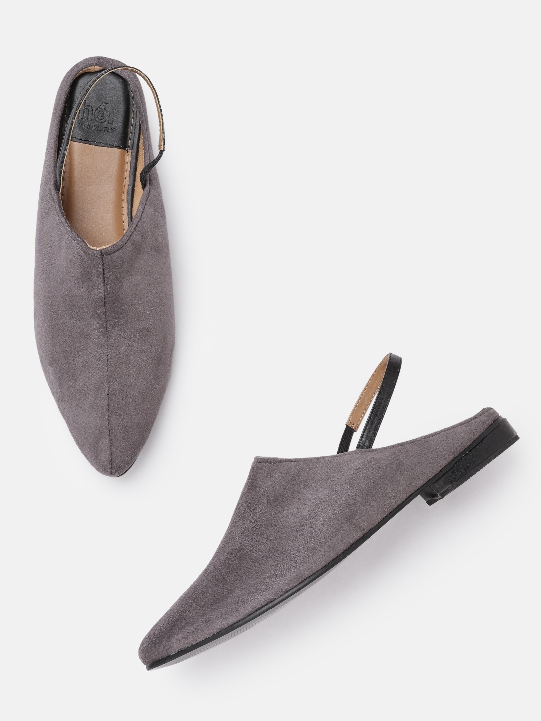

her by invictus Women Grey Slingback Mules