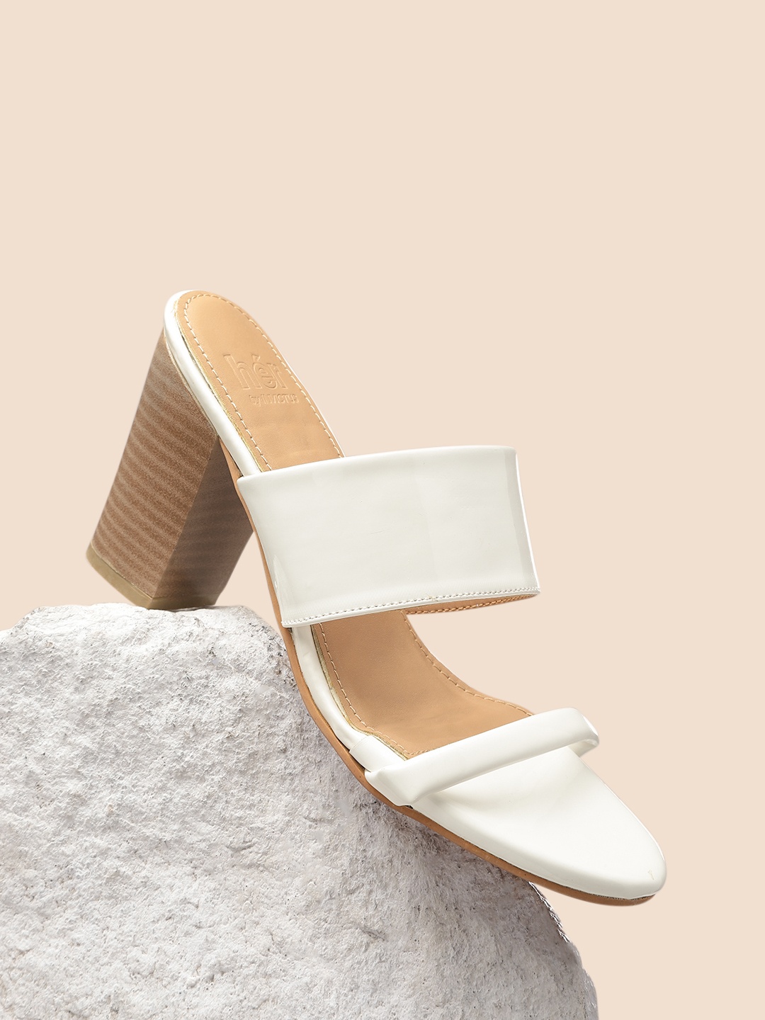 

her by invictus Women White Solid Block Heels