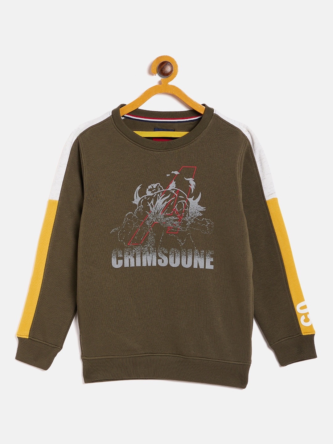 

Crimsoune Club Boys Olive Green Printed Sweatshirt