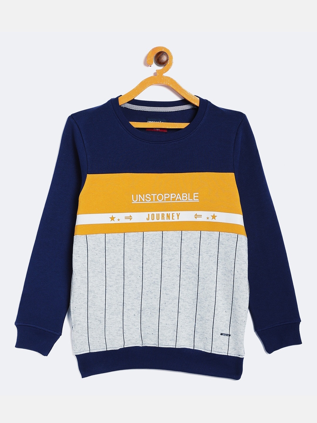 

Crimsoune Club Boys Navy Blue & Off White Colourblocked Sweatshirt