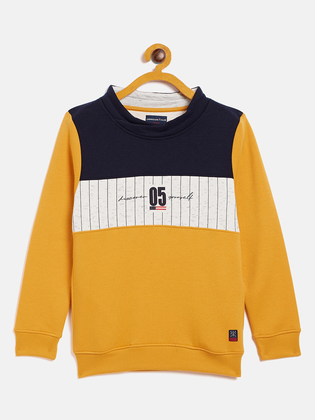 

Crimsoune Club Boys Yellow Colorblocked Printed Sweatshirt