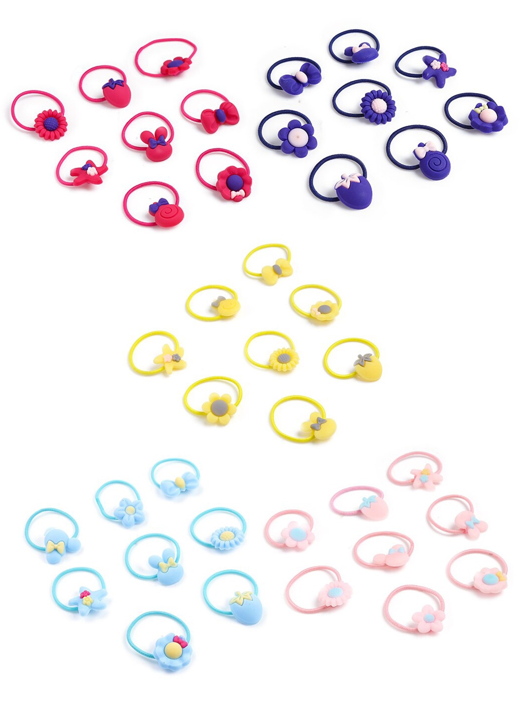 

Yellow Chimes Set Of 50 Girls Blue & Yellow Embellished Ponytail Holders