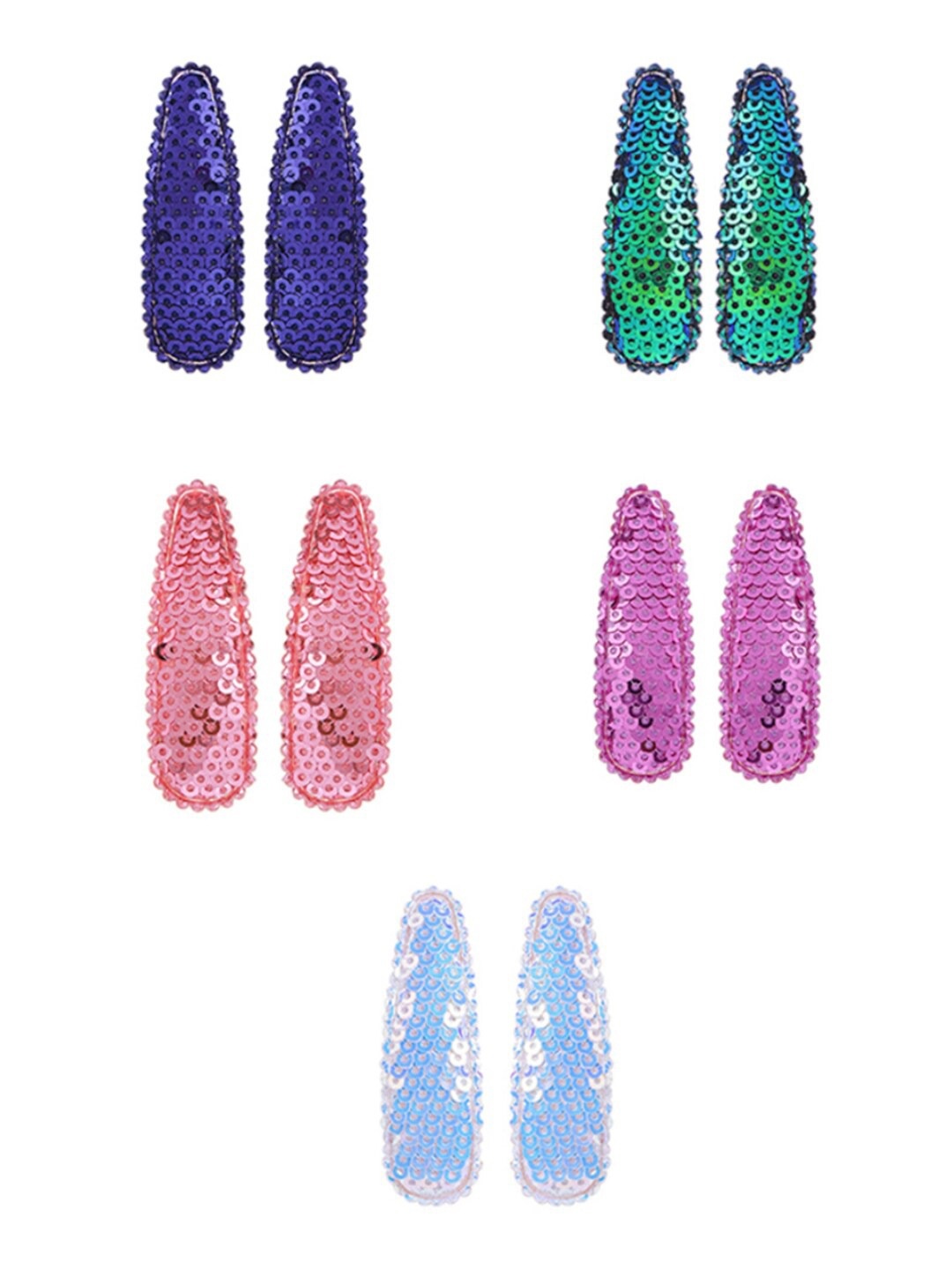 

Yellow Chimes Set-10 Girls Silver-Toned & Green Embellished Tic Tac Hair Clip