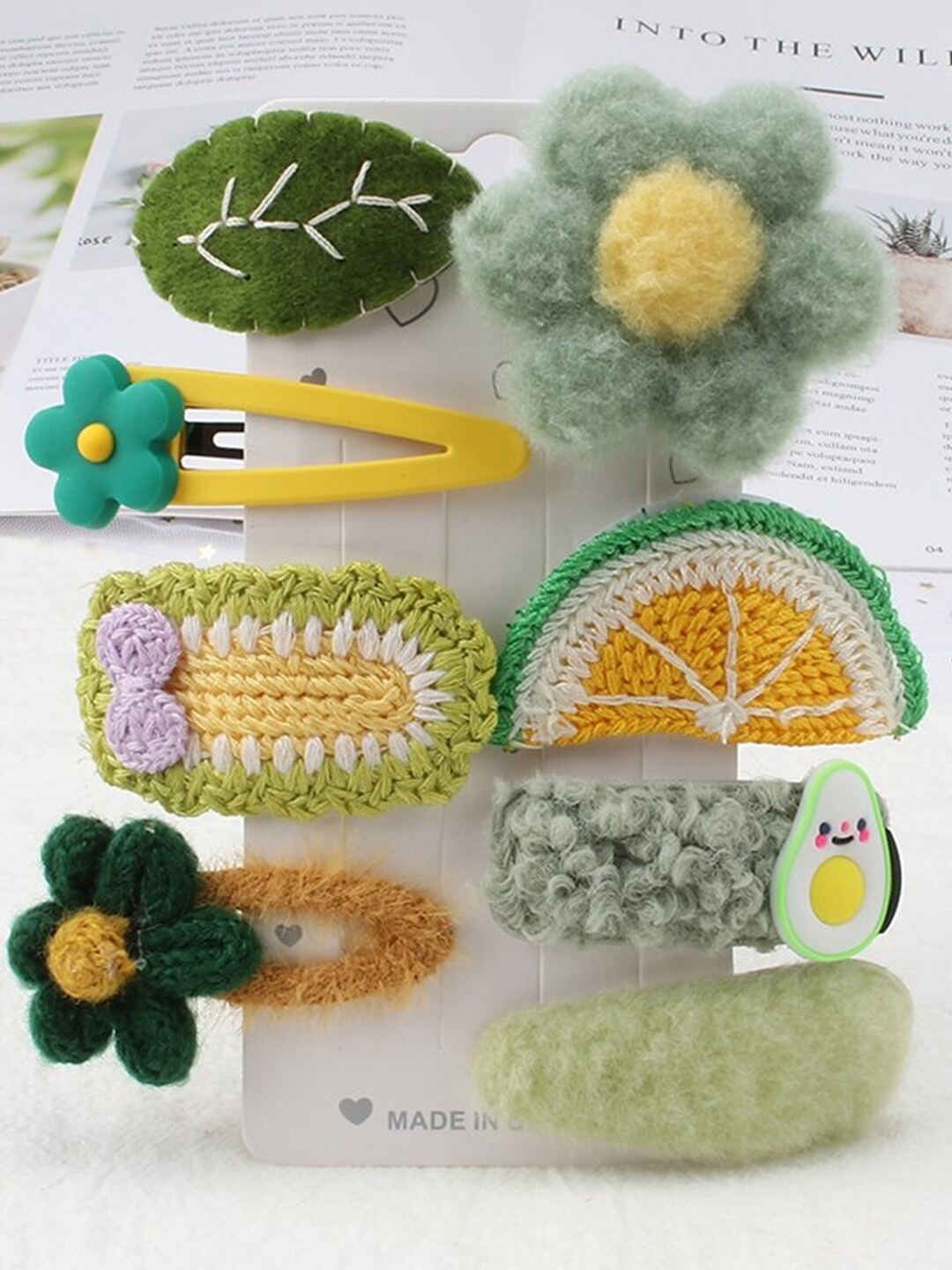 

Yellow Chimes Girls Set Of 8 Green & Yellow Embellished Tic Tac Hair Clip