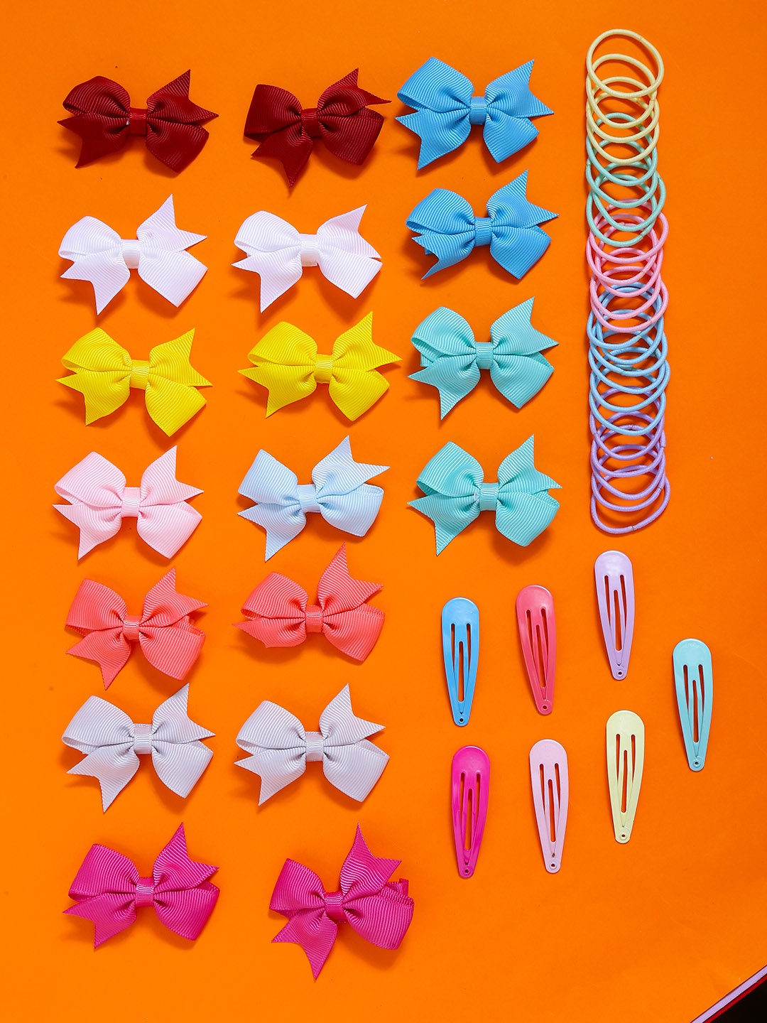 

Yellow Chimes Girls Set of 130 Multicoloured Hair Accessory Set, Multi