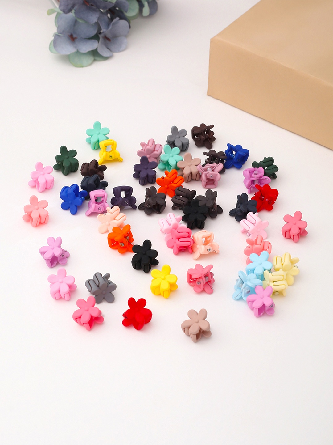 

Yellow Chimes Girls Pack Of 50 Multicolor Flower Mini Hair Claw Clips, Multi