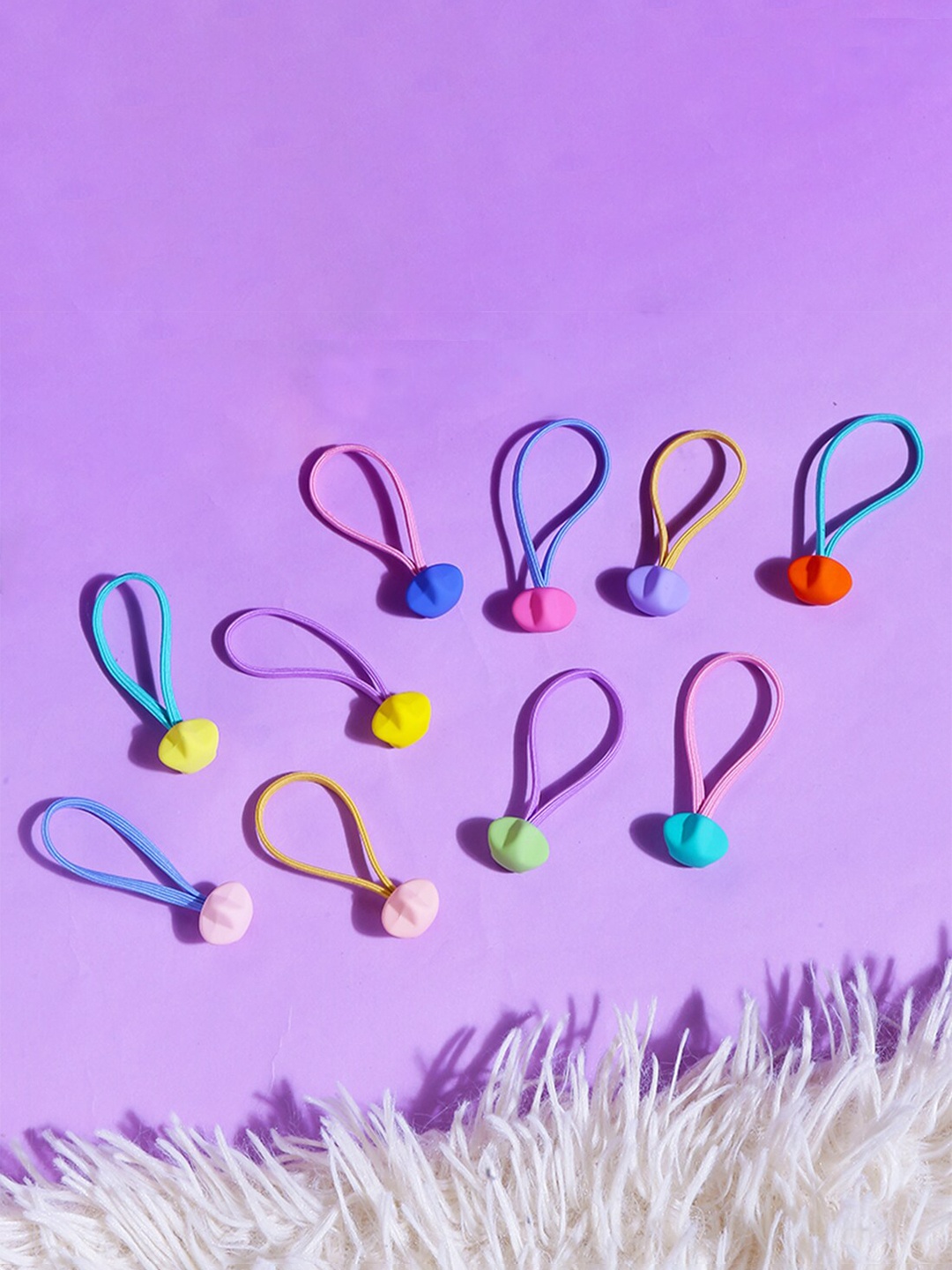 

Yellow Chimes Set Of 10 Girls Blue & Pink Embellished Ponytail Holders