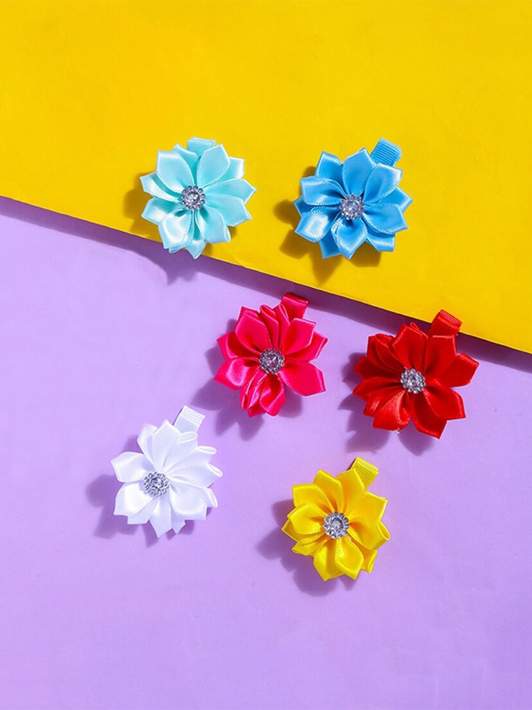 

Yellow Chimes Girls Set Of 6 Assorted Lace Tic Tac Hair Clip