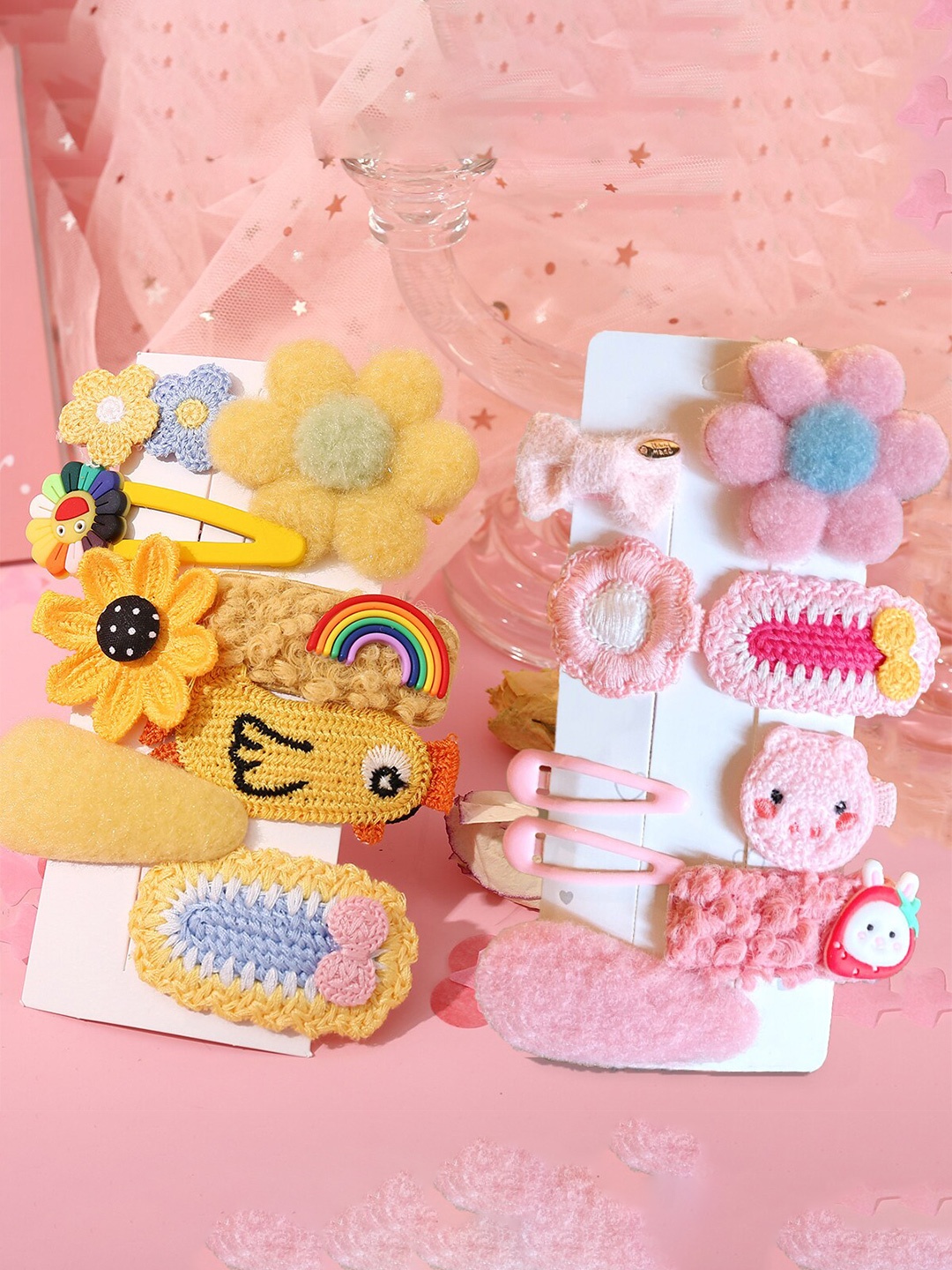 

Yellow Chimes Girls Set Of 16 Multicolored Embellished Tic Tac Hair Clip, Multi
