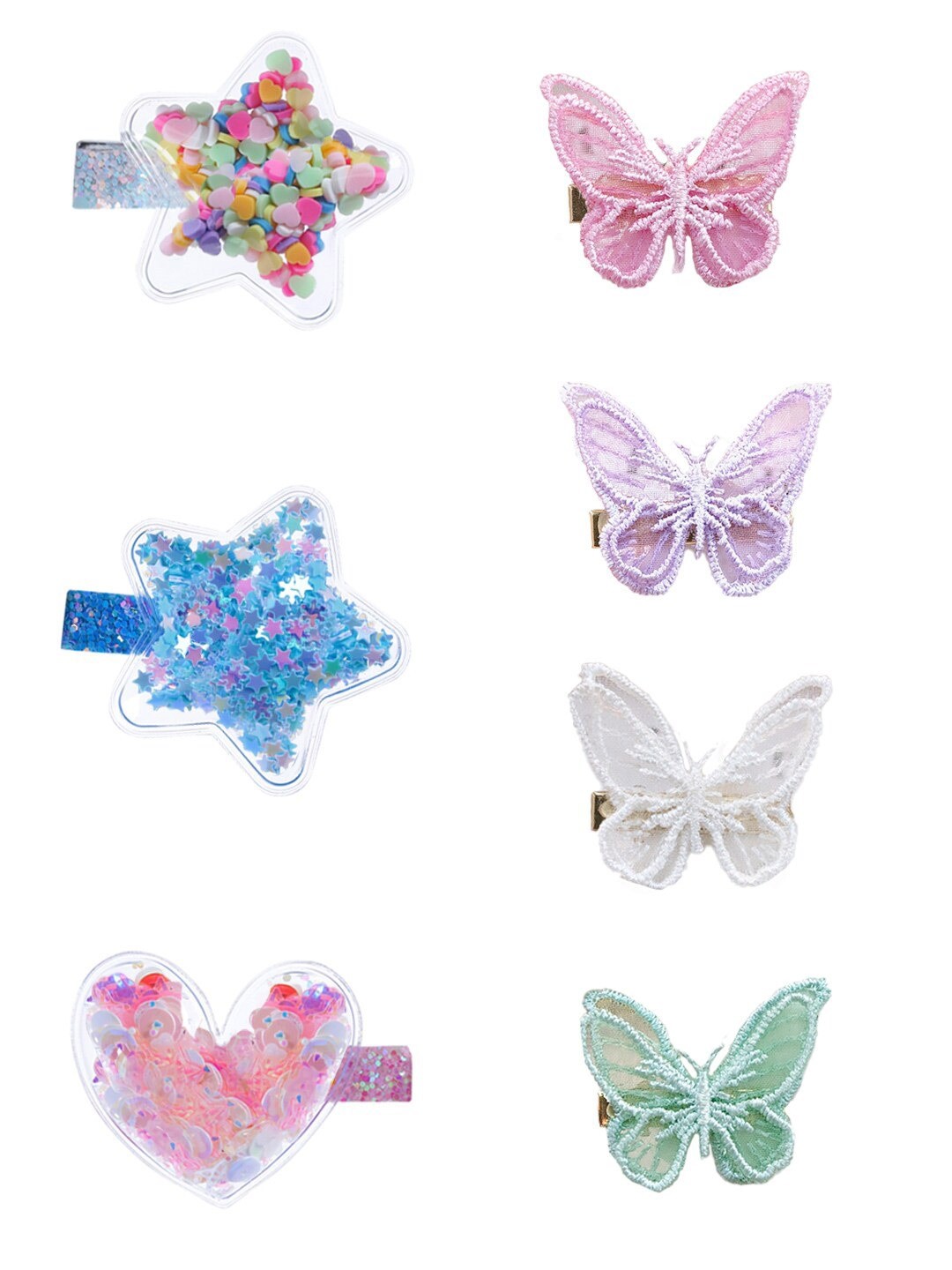 

Yellow Chimes Girls Pink & Purple Set of 7 Embellished Alligator Hair Clip