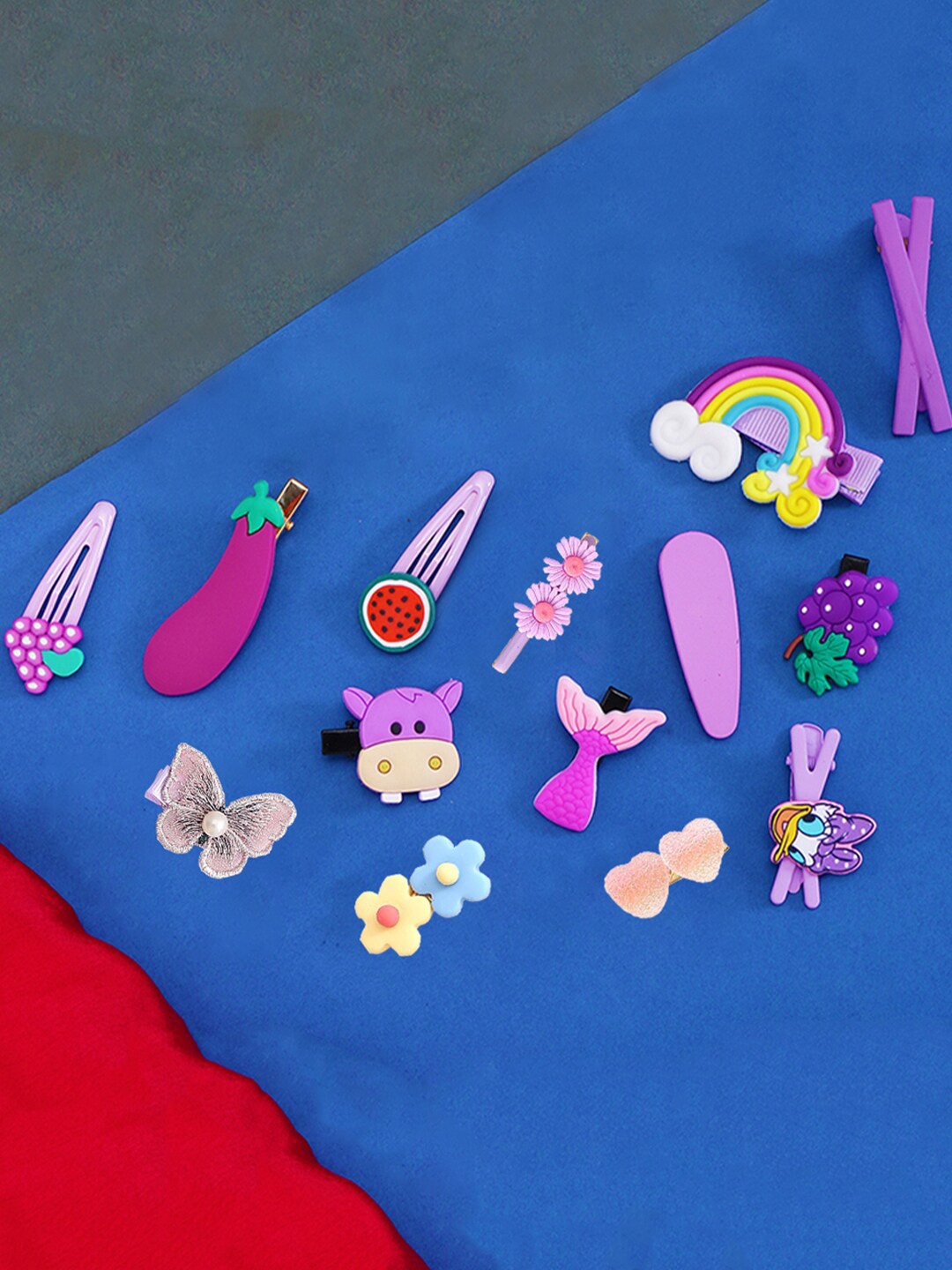 

Yellow Chimes Girls Set of 14 Embellished Tic Tac Hair Clip, Purple