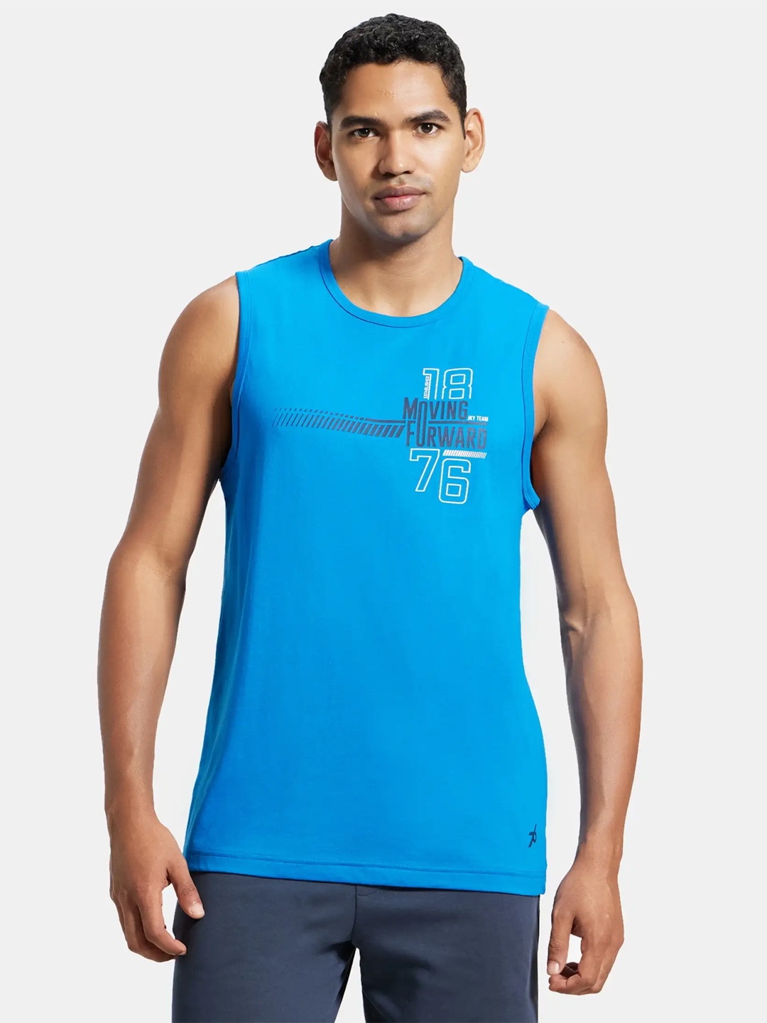 

Jockey Men Blue & White Typography Printed T-shirt