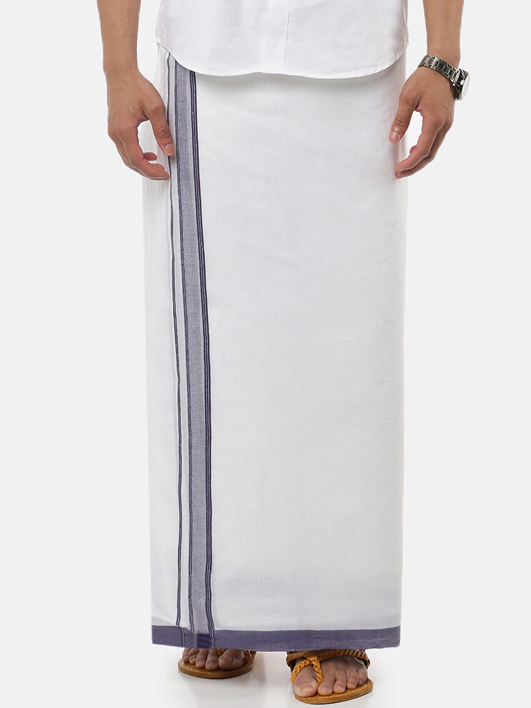 

Ramraj Men White Solid Pure Cotton Dhoti