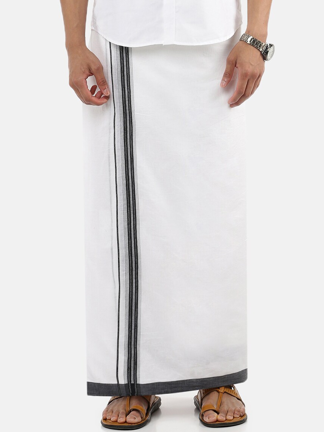 

Ramraj Men White Solid Pure Cotton Dhoti