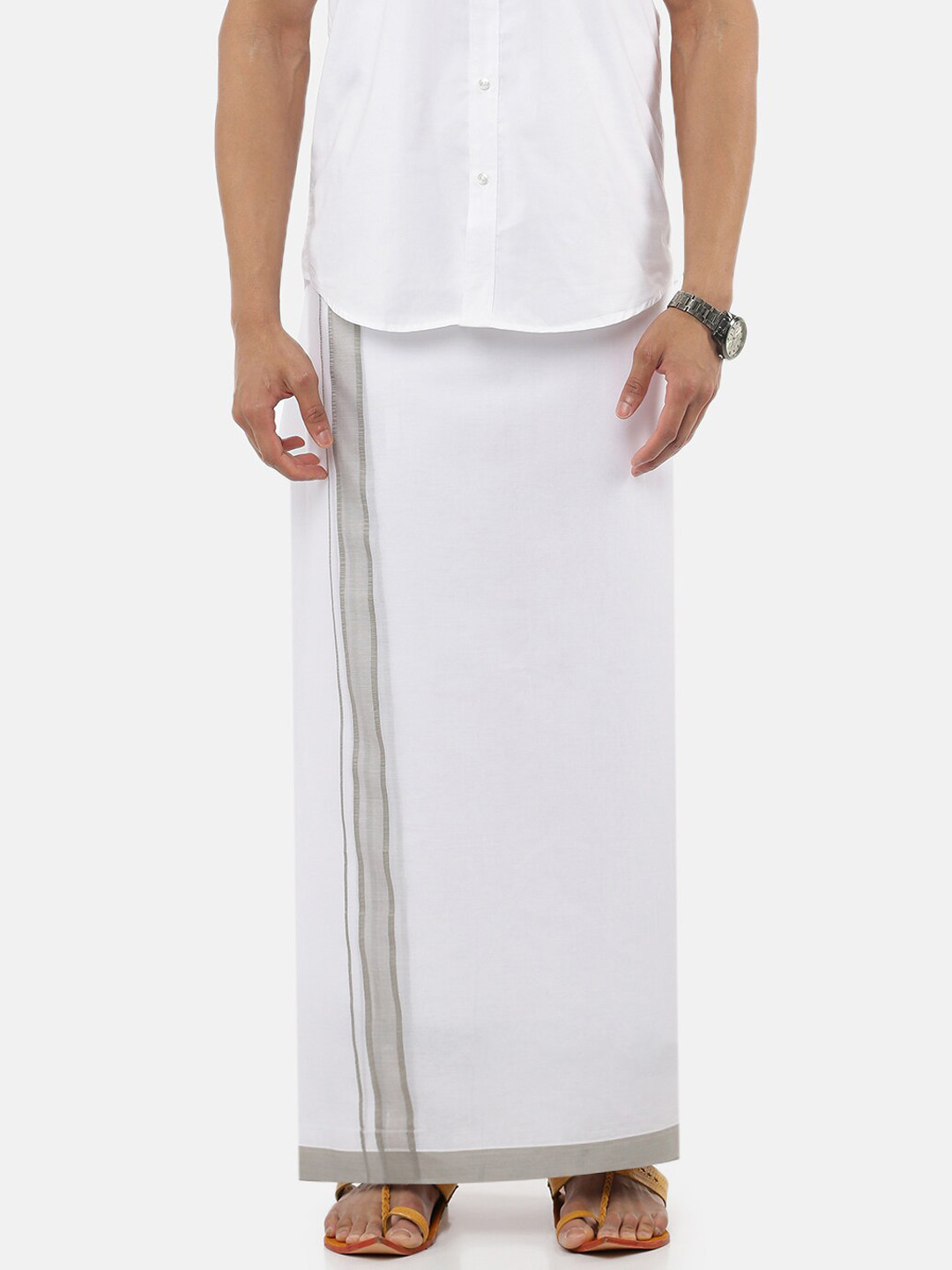

Ramraj Men White Solid Pure Cotton Dhoti