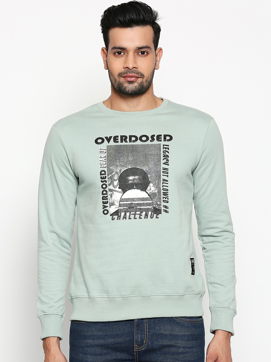 

People Men Blue Printed Sweatshirt