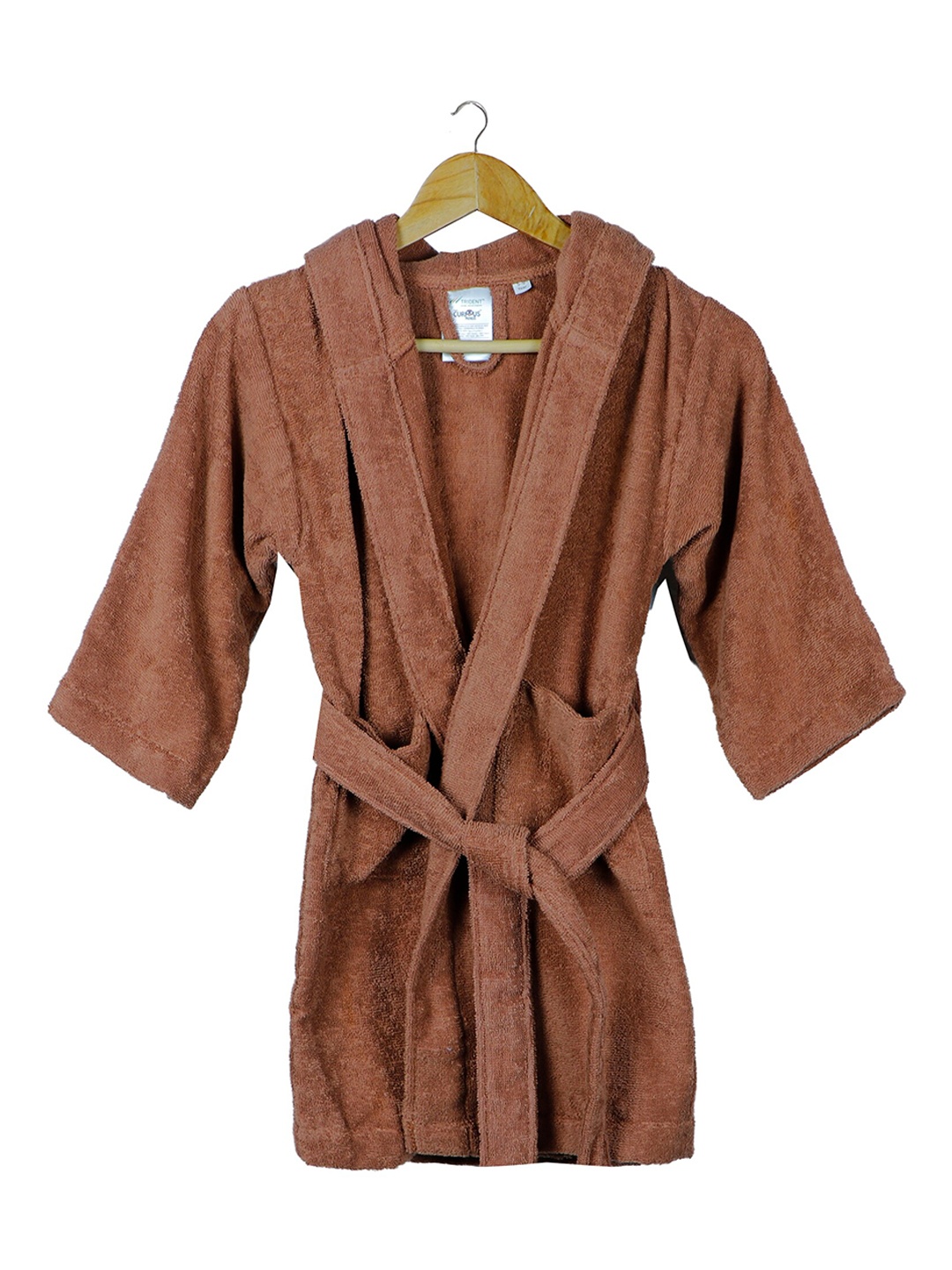 

Trident Unisex Kids Rust Brown Solid Hooded Bath Robe