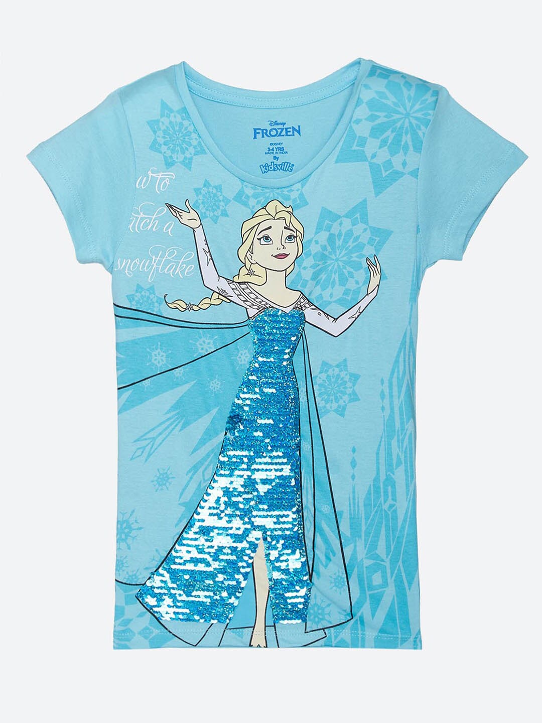 

Kids Ville Girls Blue Frozen Printed T-shirt