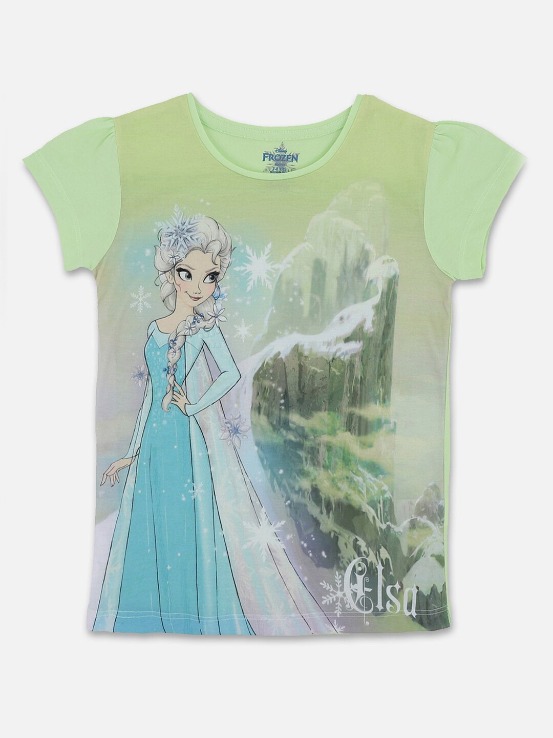 

Kids Ville Girls Yellow Frozen Printed T-shirt