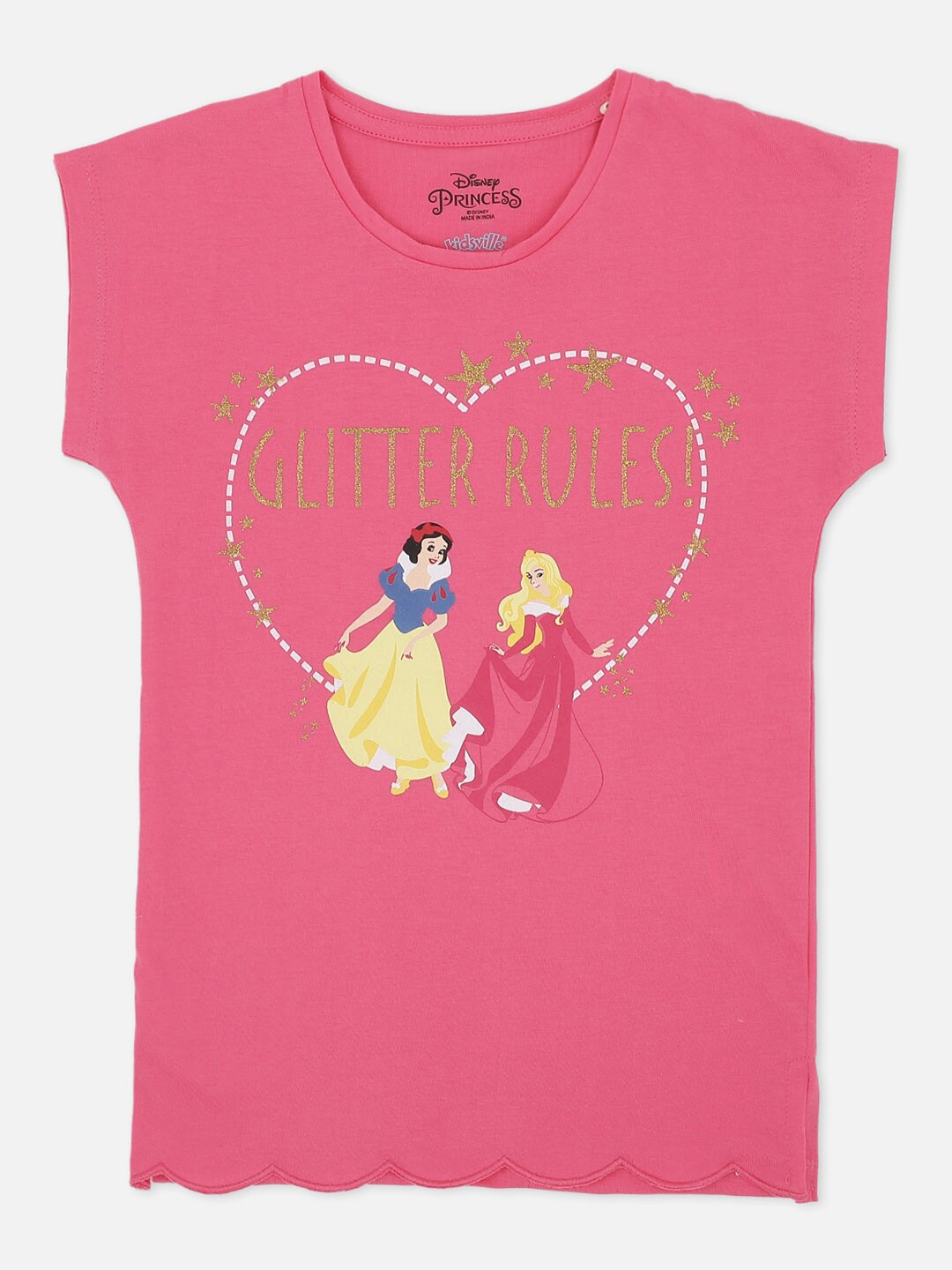 

Kids Ville Girls Pink Disney Princess Printed T-shirt
