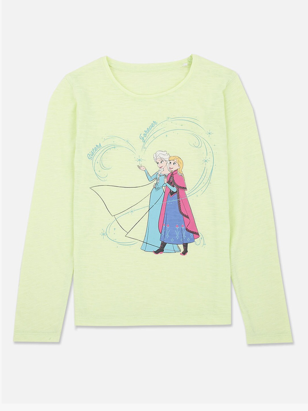 

Kids Ville Girls Green & Blue Frozen Printed T-shirt